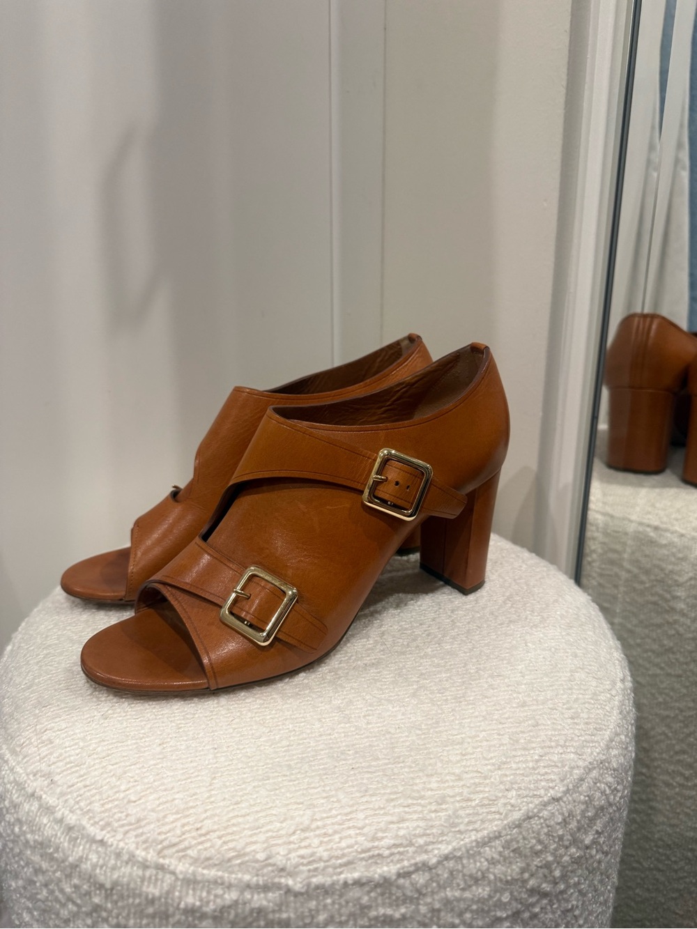 Chloe Brown Heeled Sandals with Buckles